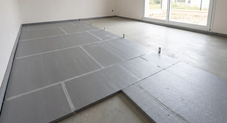 Chantier intérieur en cours, vue en hauteur